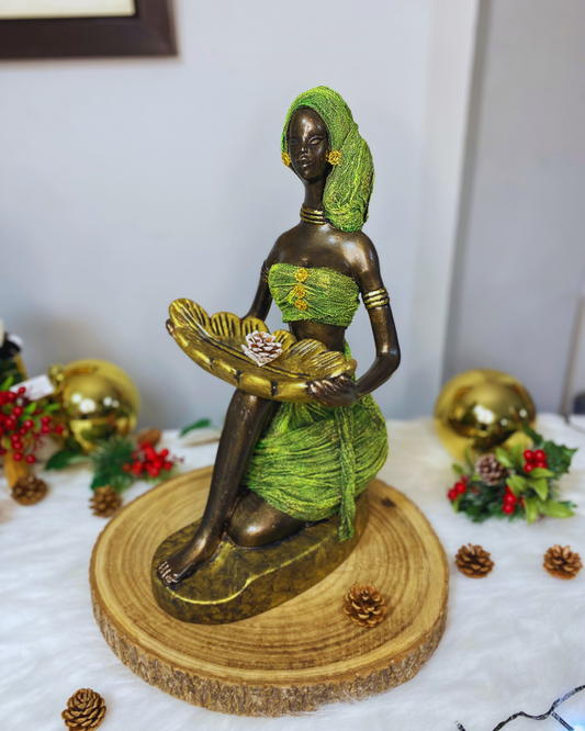 Negra sentada grande verde